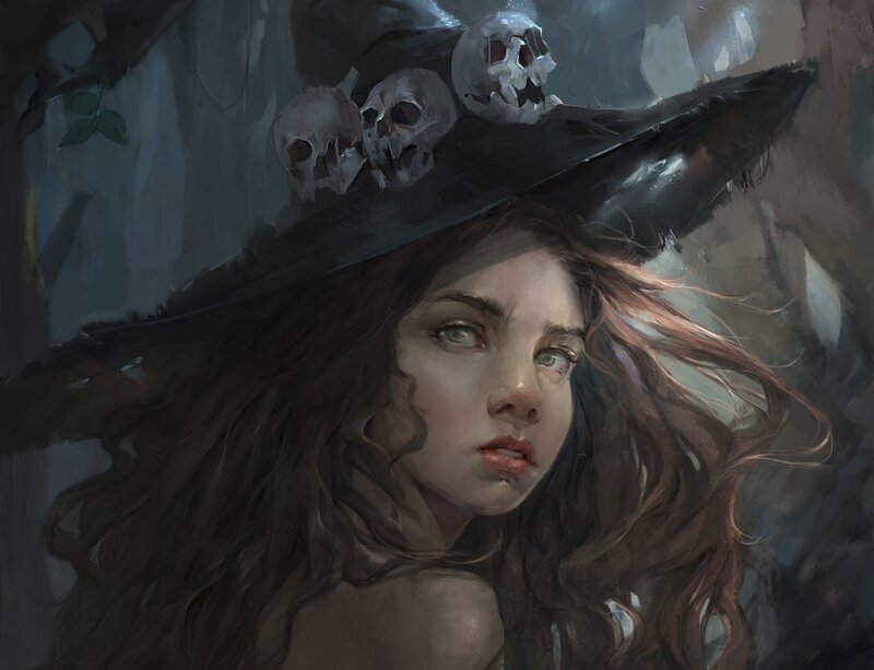 Woman with Skull Hat — Brown