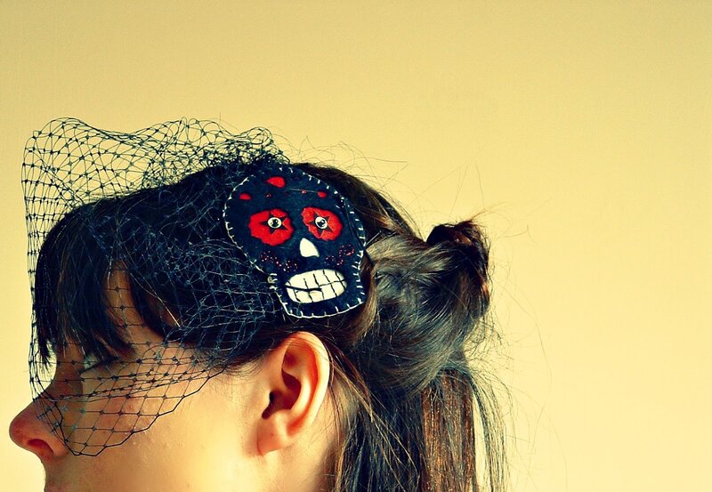 woman with skull headband