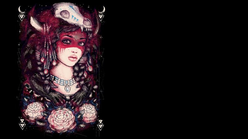 Woman with Skull Headdress — Black