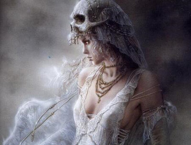 woman with skull headdress