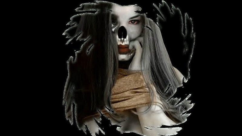 Woman with Skull Makeup — Black