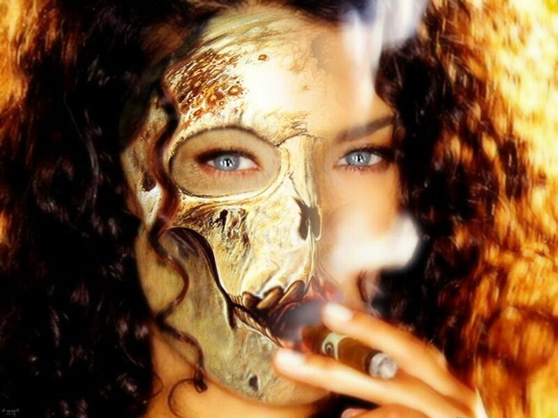 Woman with Skull Makeup — Brown