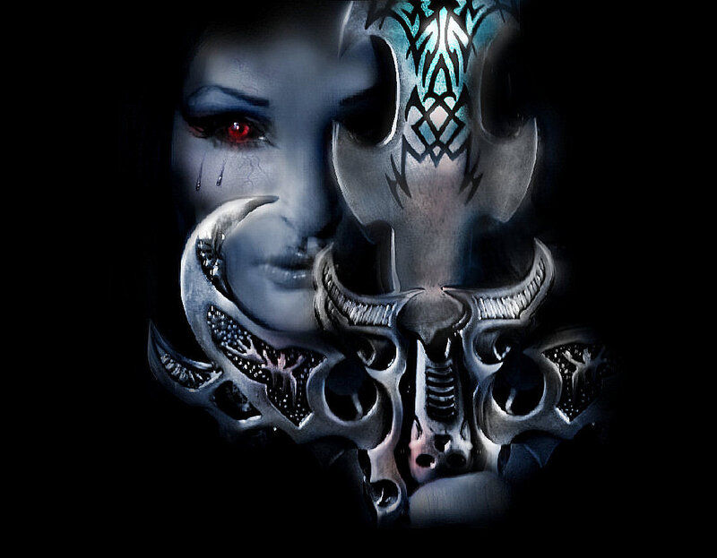 Woman with Skull Mask — Black