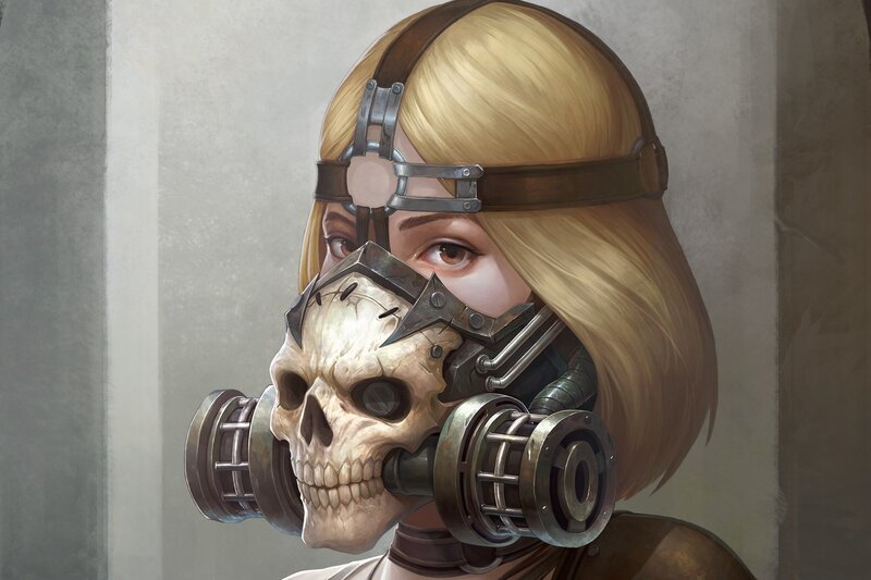 Woman with Skull Mask — Brown