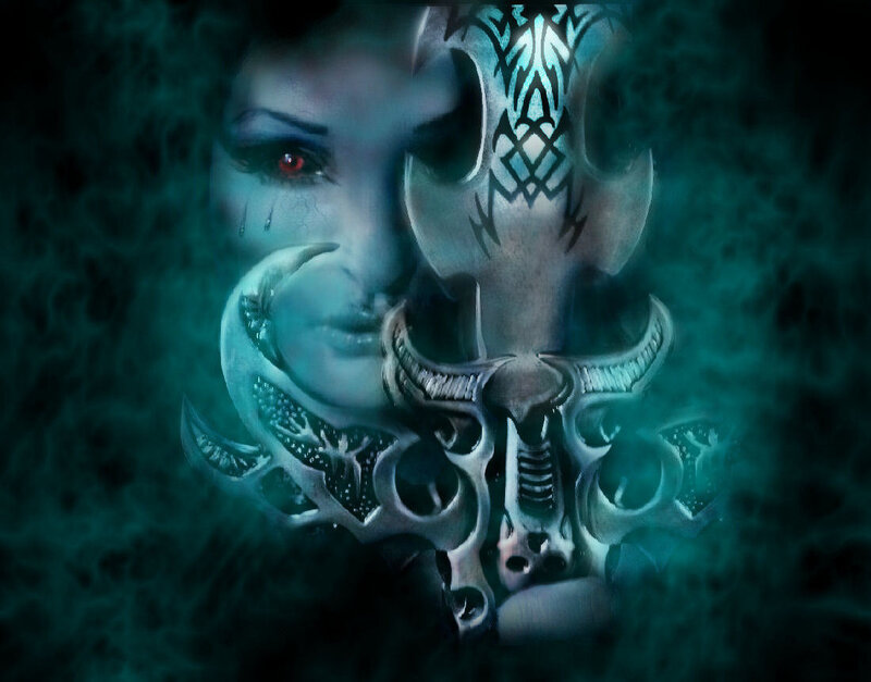 Woman with Skull Mask