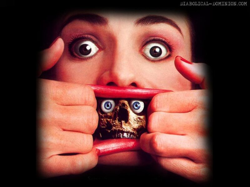 woman with skull mouth
