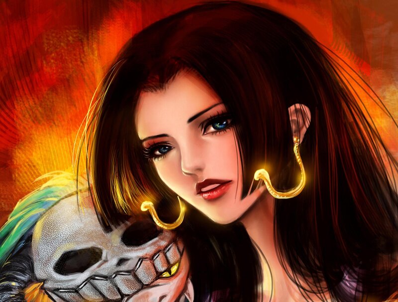 Woman with Skull — Red, Dramatic