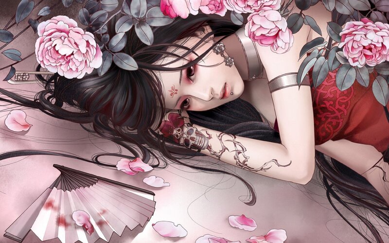 Woman with Skull Tattoo