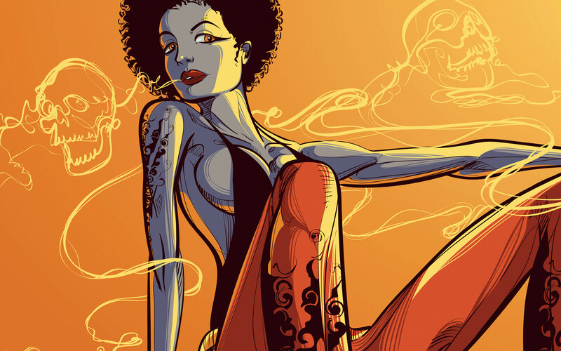 woman with skulls and tattoos