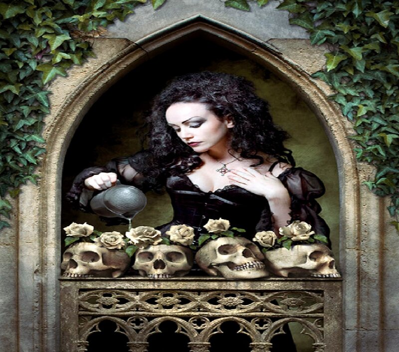 Woman with Skulls — Black, Gothic
