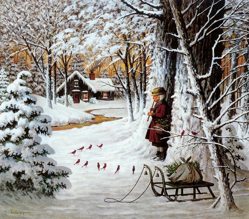 Woman with Sled in Snow