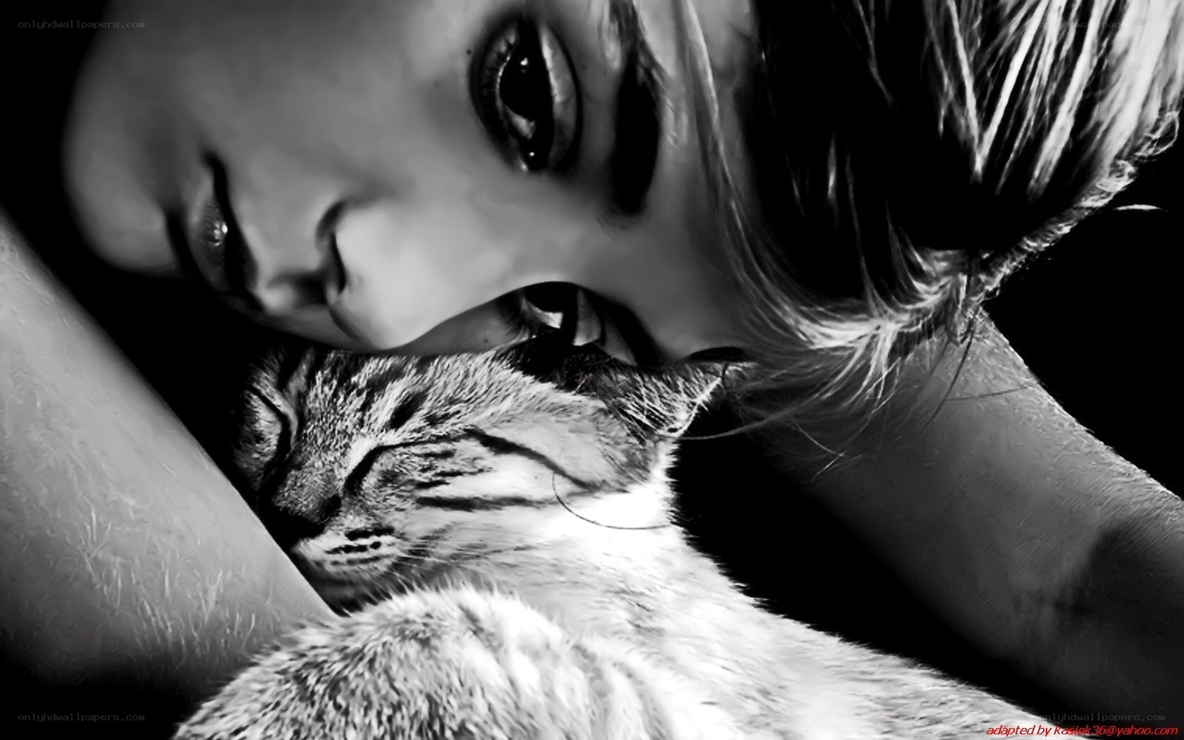 woman with sleeping cat