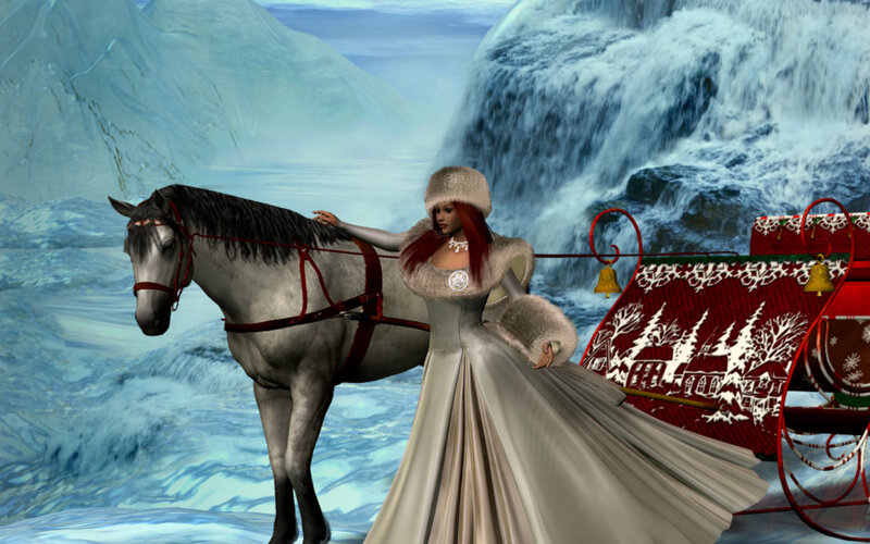 Woman with Sleigh and Horse