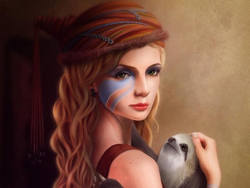 Woman with Sloth