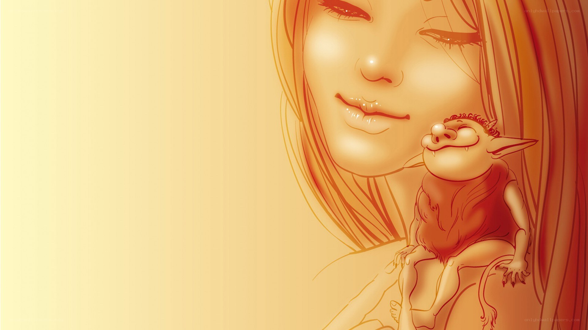 woman with small creature