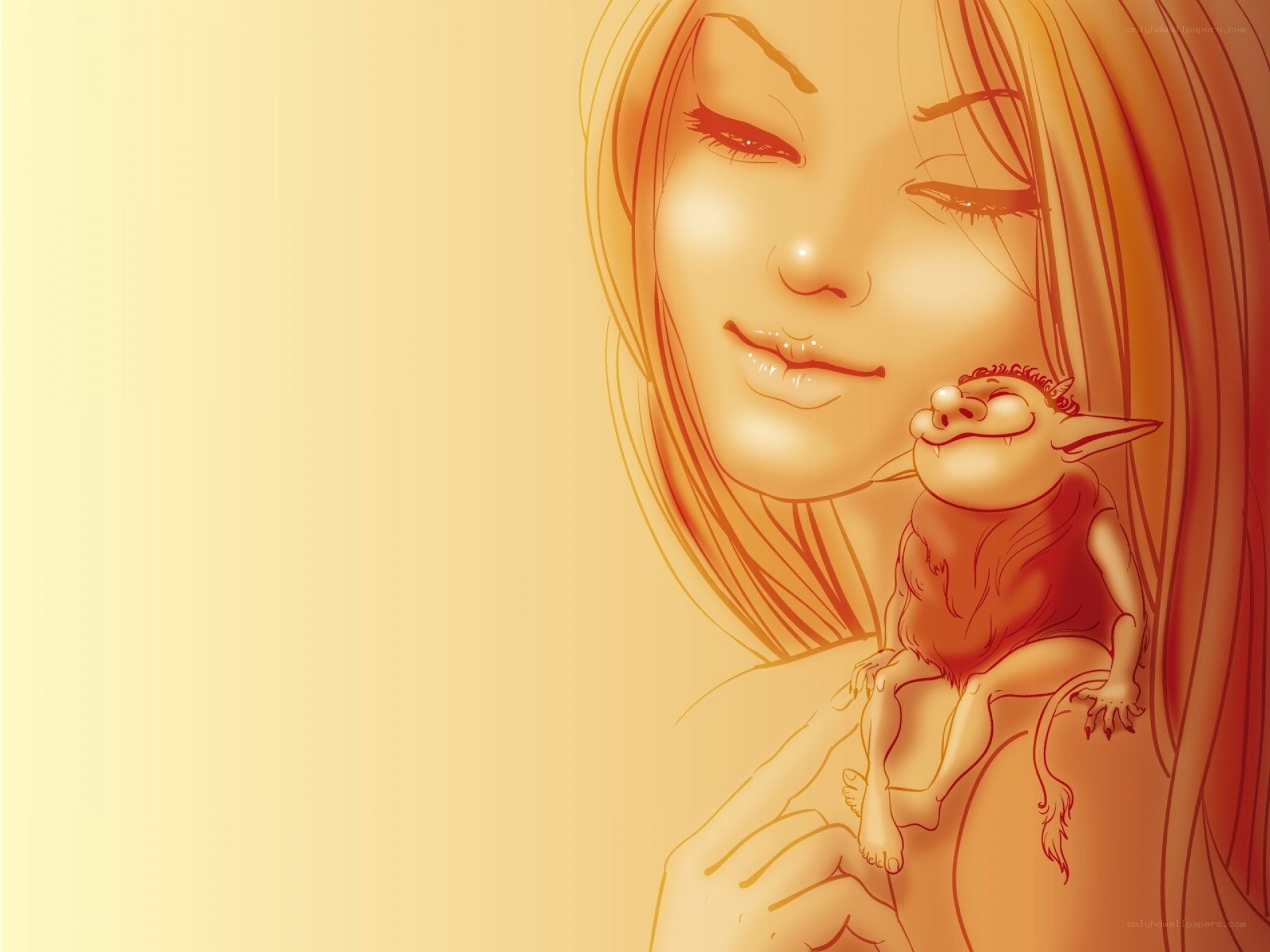 woman with small creature