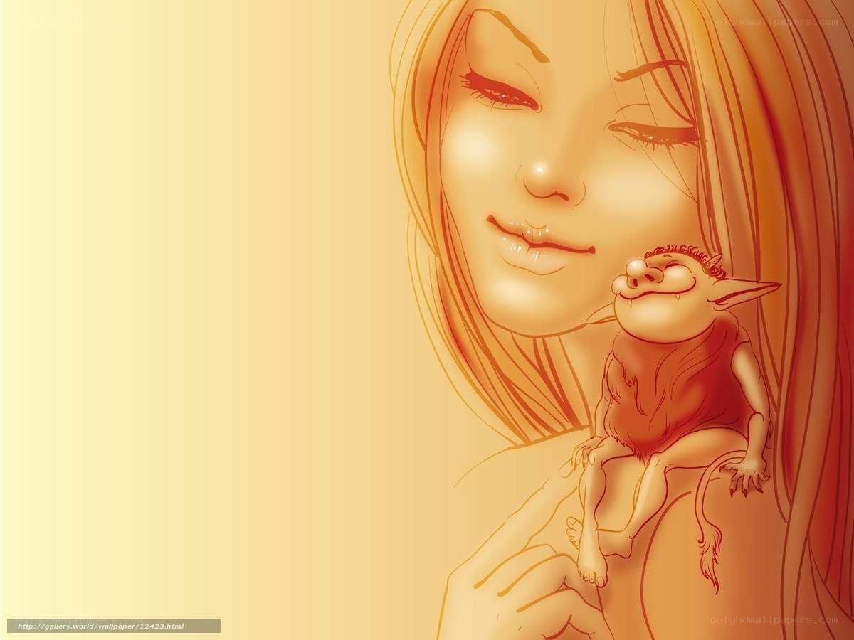 woman with small creature