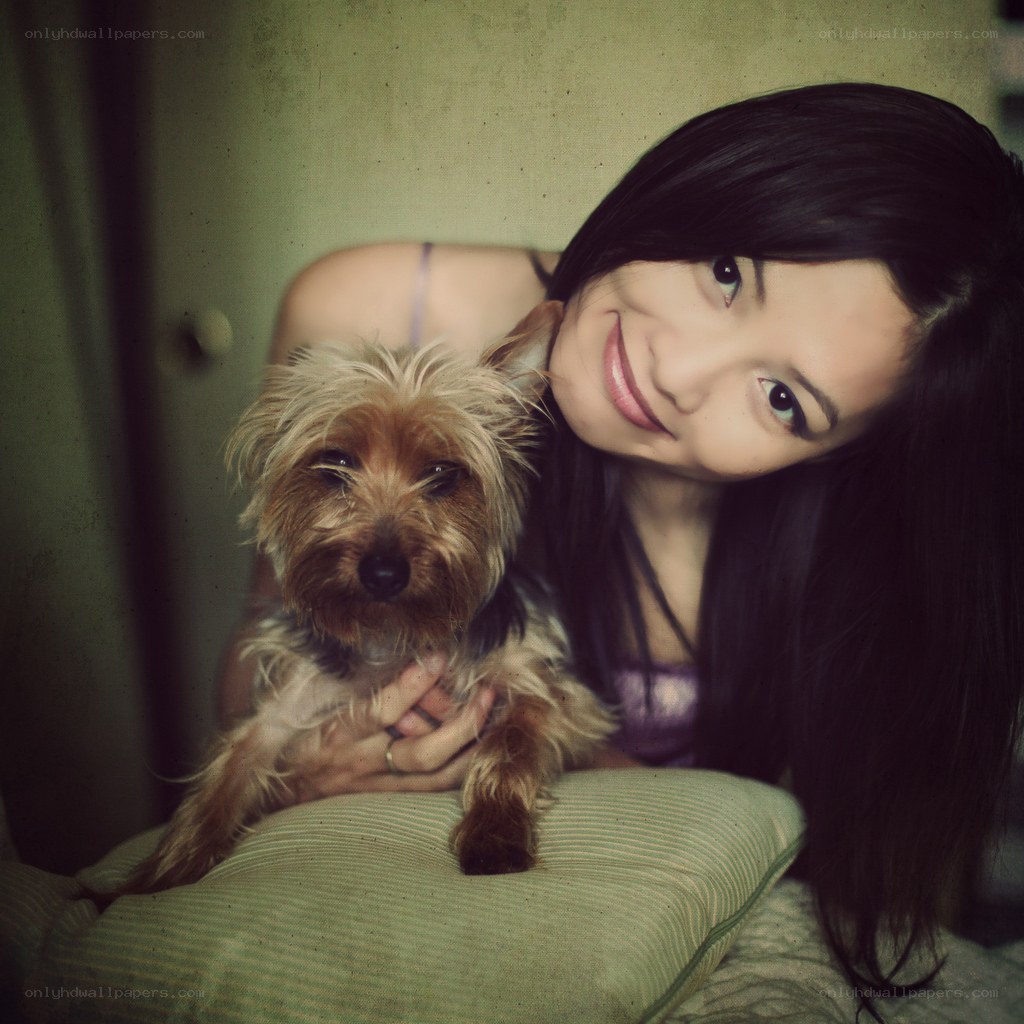 woman with small dog