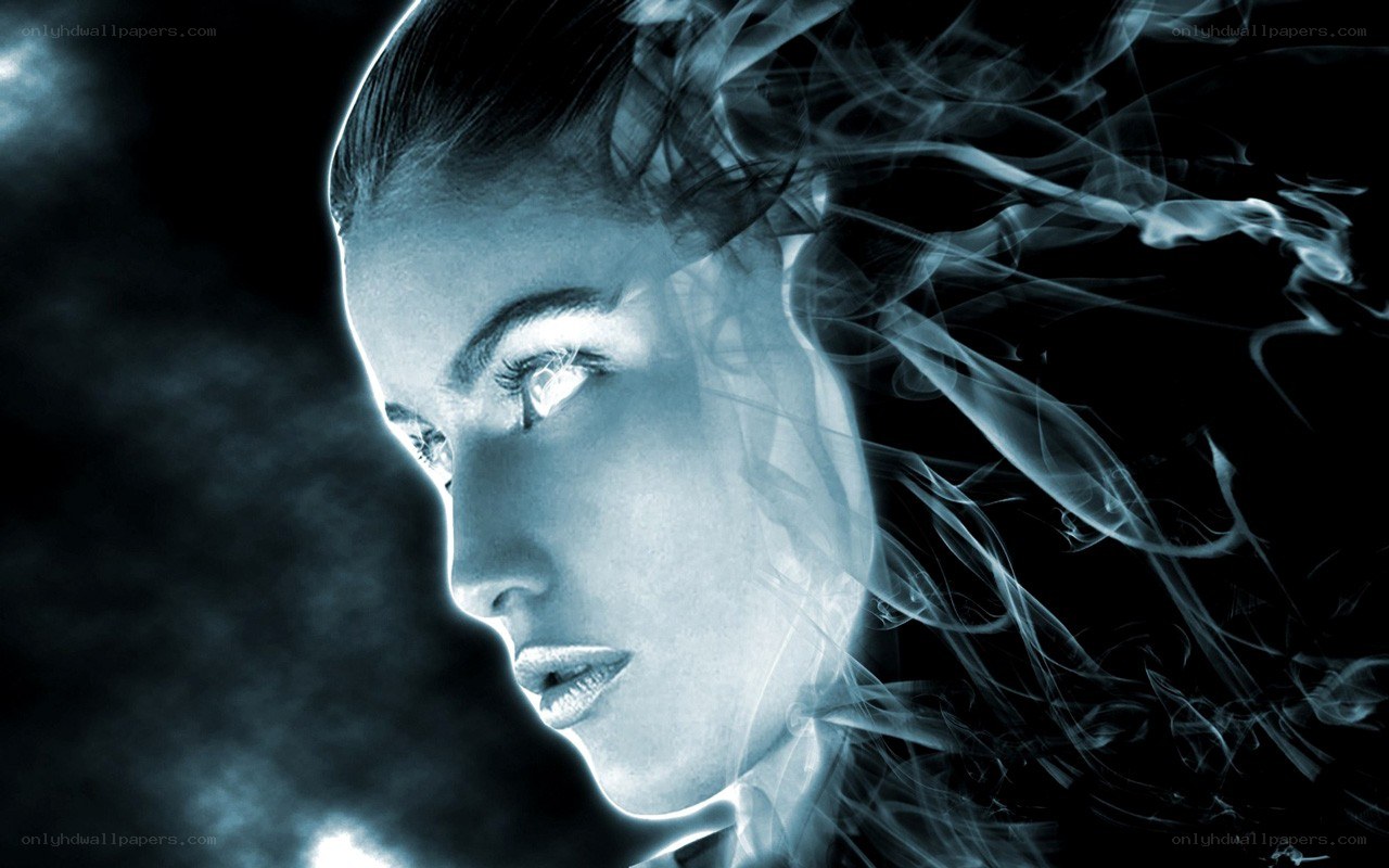 woman with smoke effect