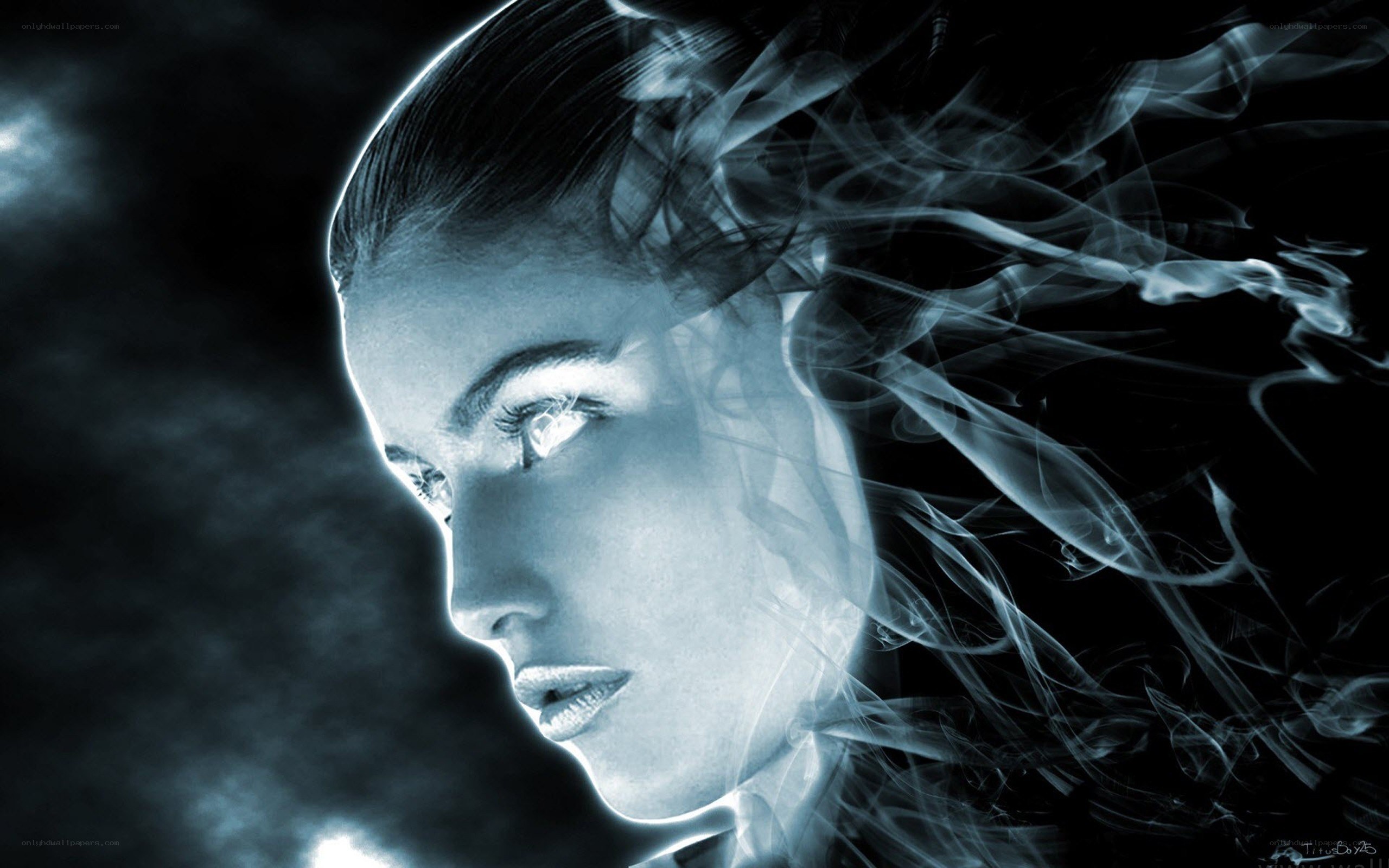 woman with smoke effect