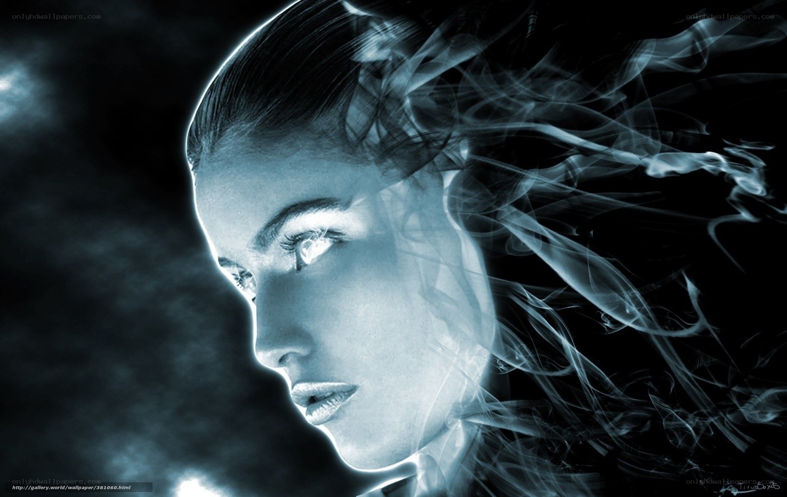 woman with smoke effect