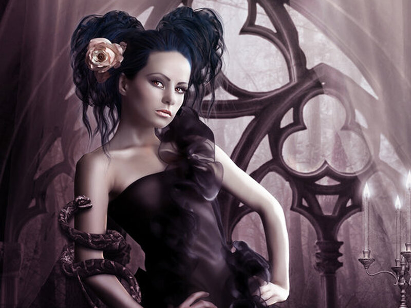 Woman with Snake and Rose