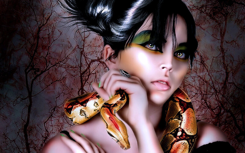 Woman with Snake — Black