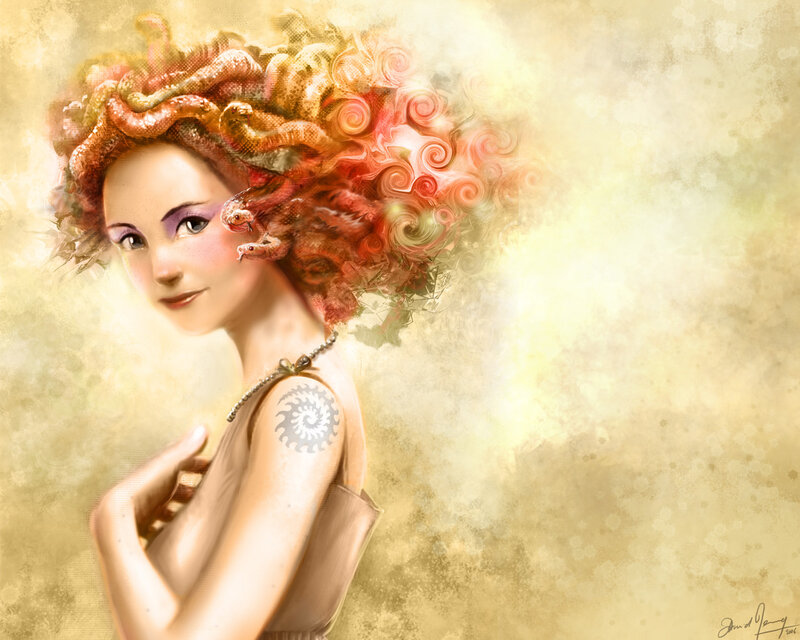 Woman with Snake Hair — Gold