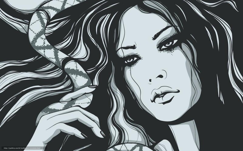 woman with snake illustration
