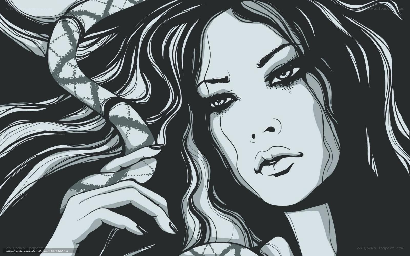 woman with snake illustration