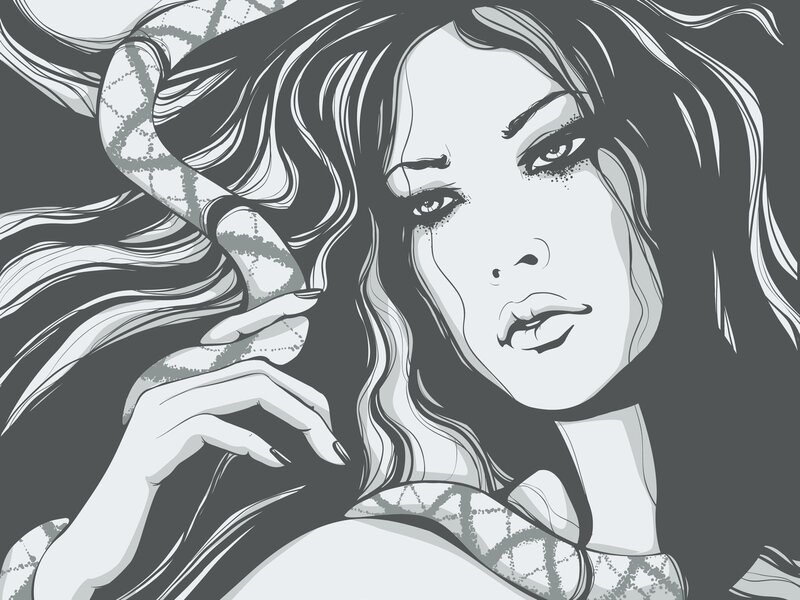 woman with snake illustration