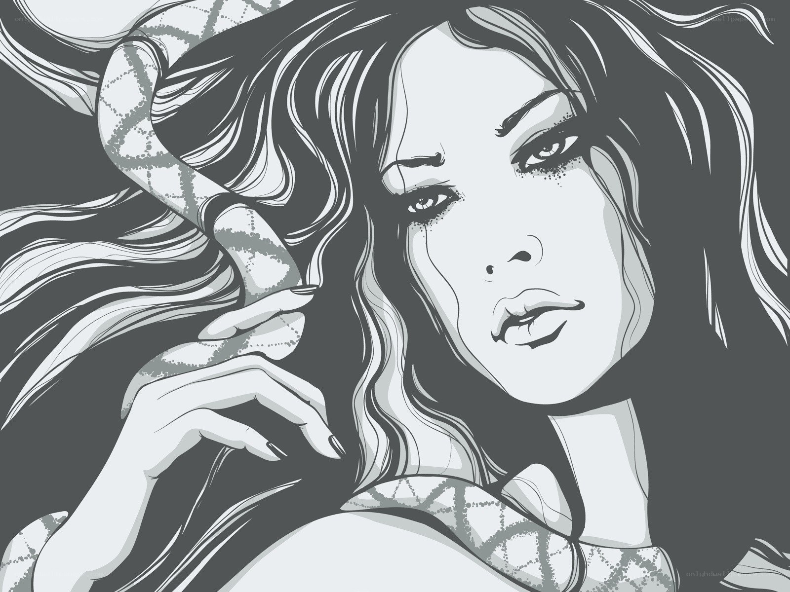 woman with snake illustration