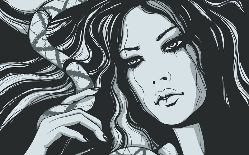 woman with snake illustration