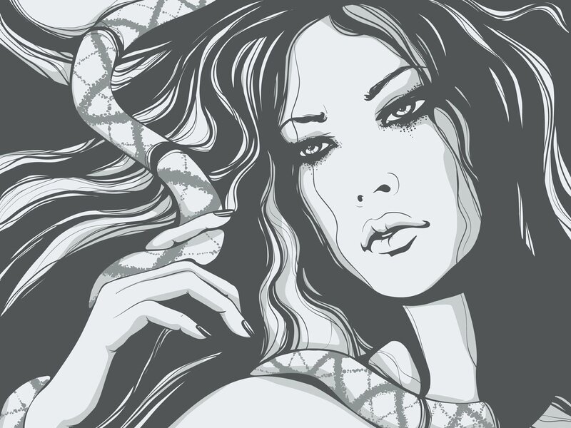 woman with snake illustration