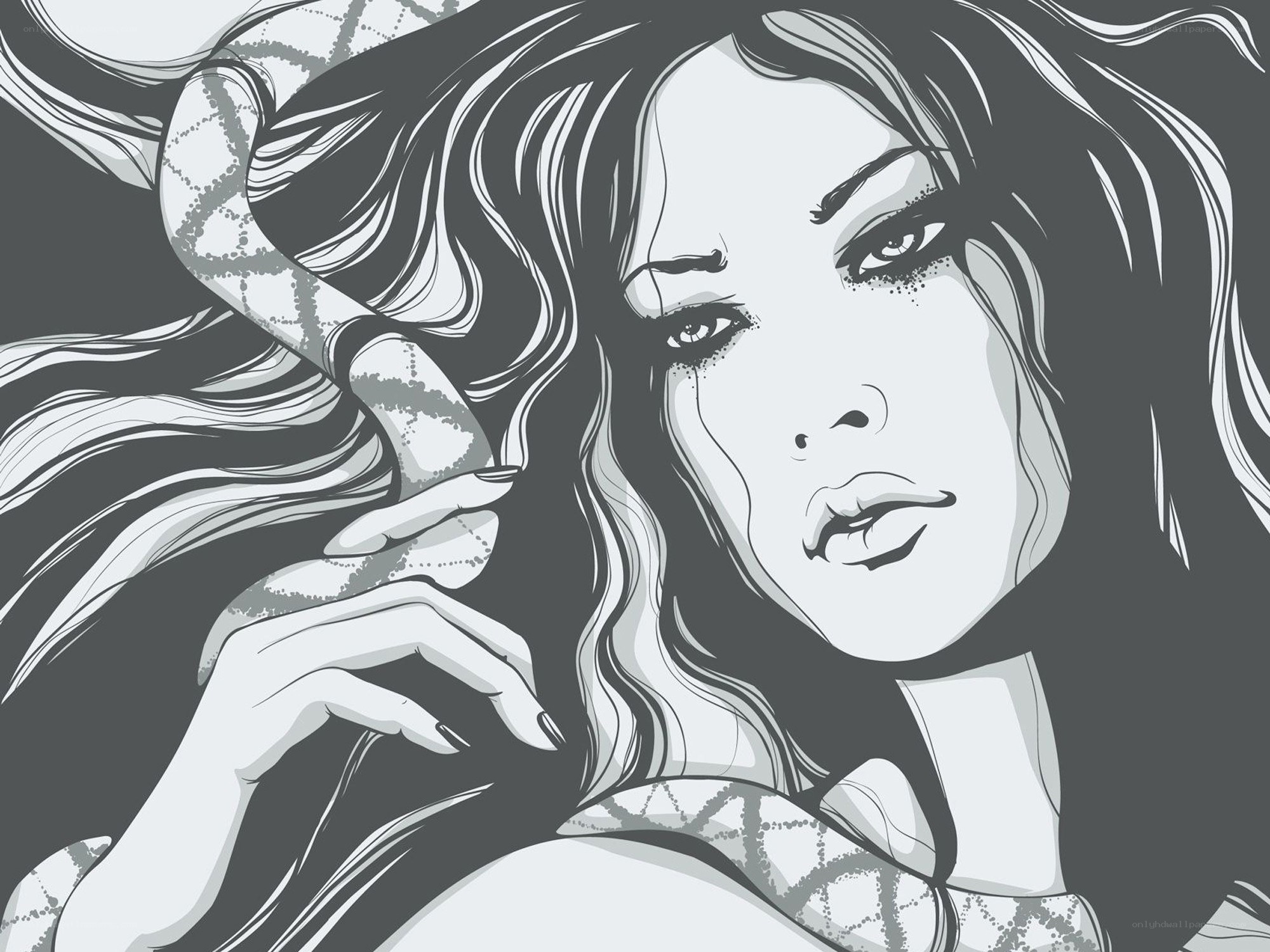 woman with snake illustration