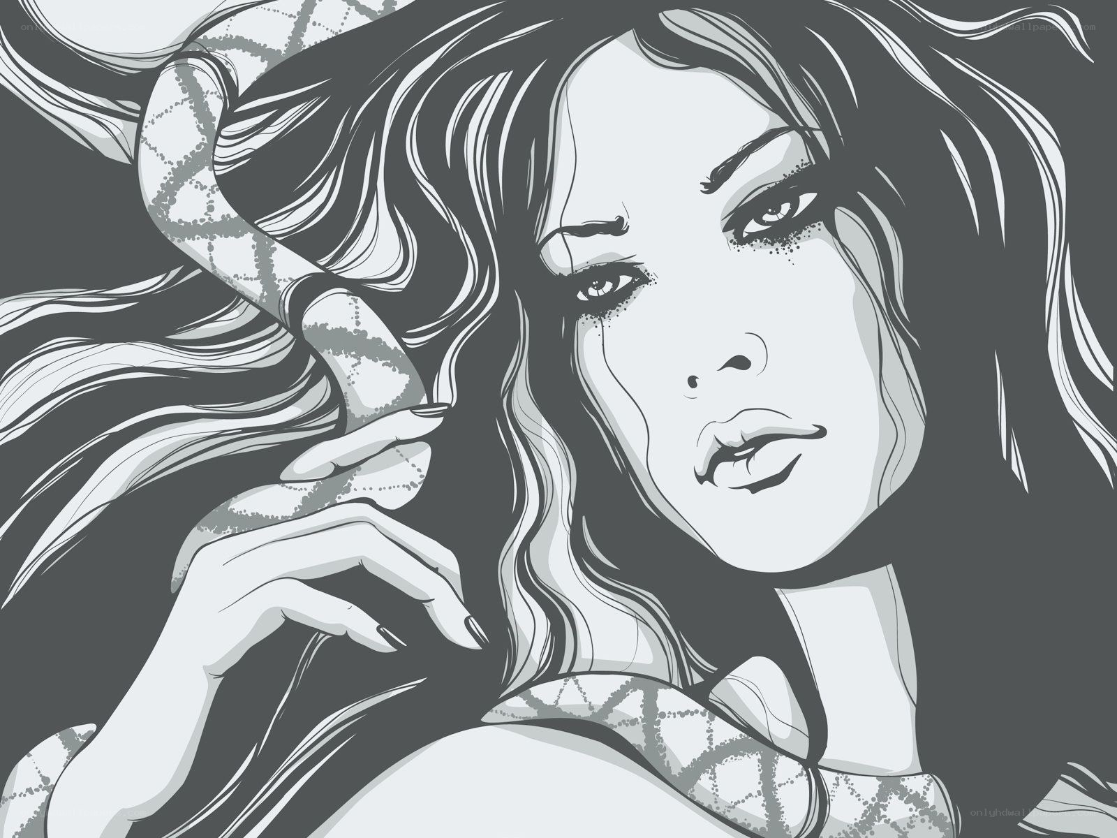 woman with snake illustration