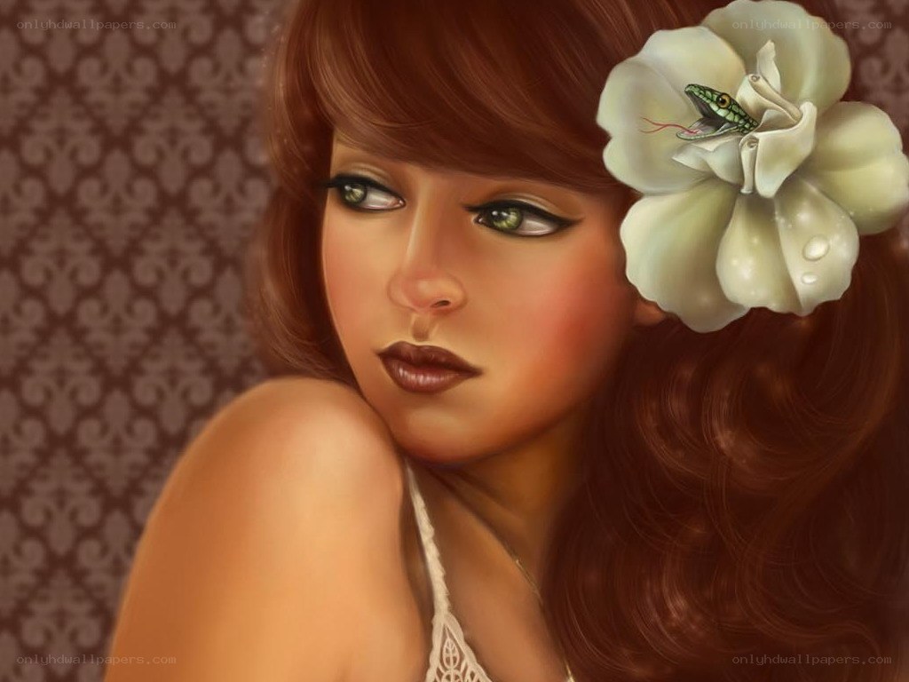 woman with snake in flower