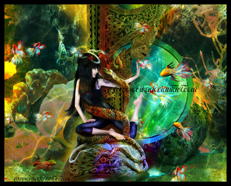 Woman with Snake in Water