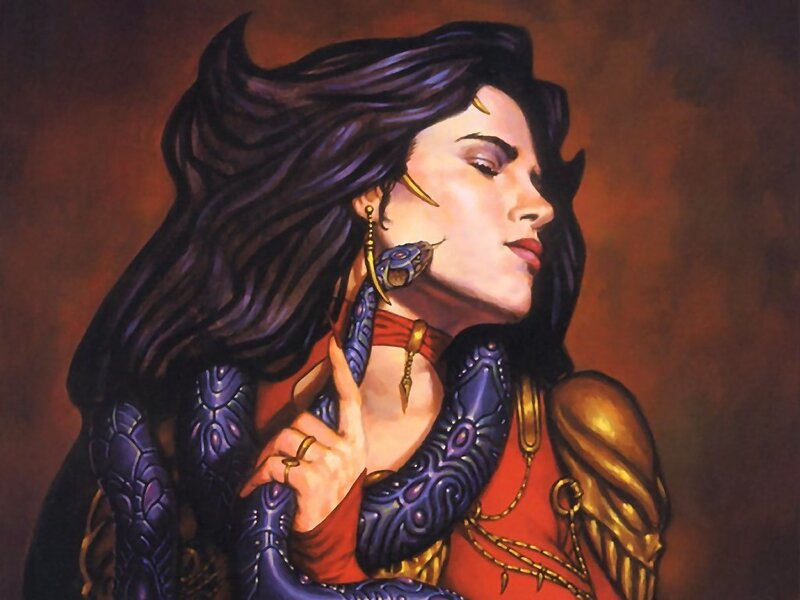 Woman with Snake — Red