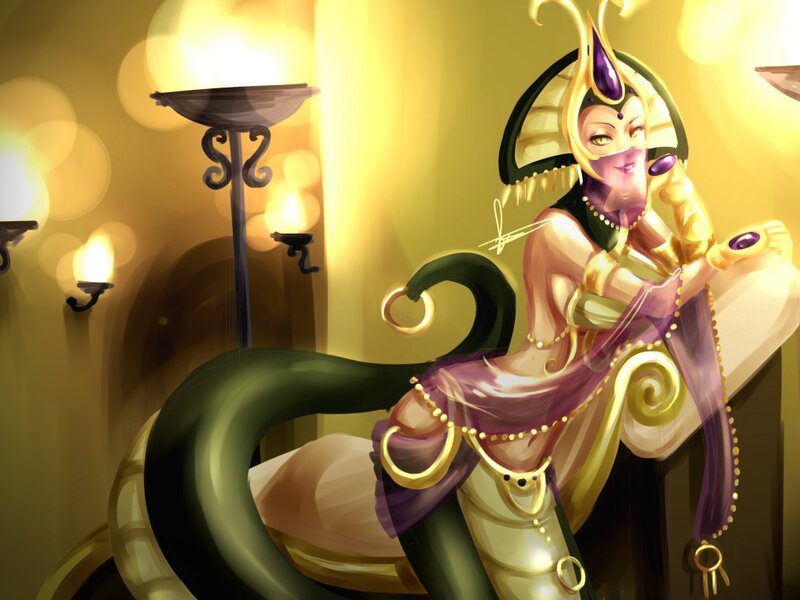 Woman with Snake Tail — Gold, Dramatic