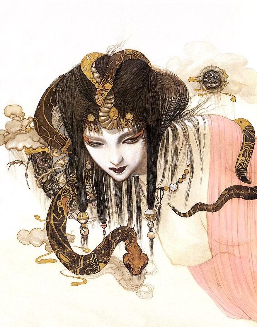 woman with snakes and spirits