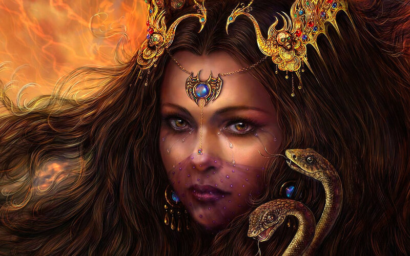 Woman with Snakes — Brown