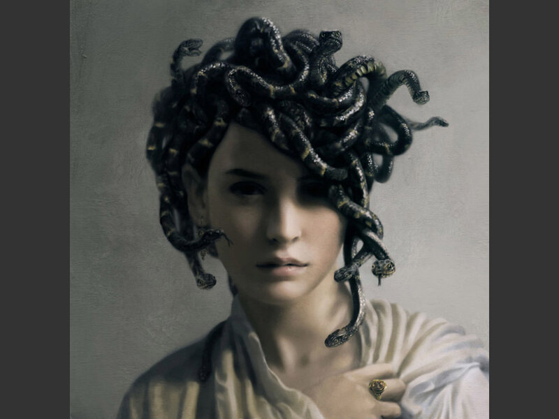 Woman with Snakes for Hair — Gray
