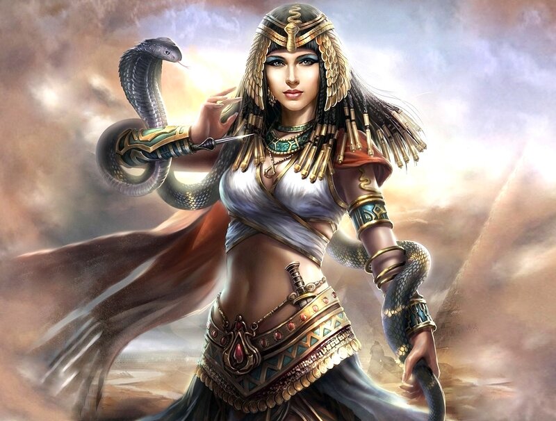 Woman with Snakes — Gold, Dramatic
