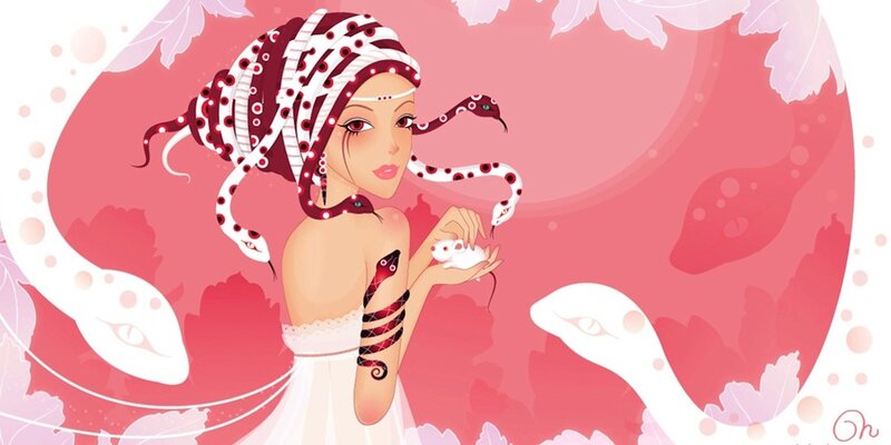 Woman with Snakes — Pink