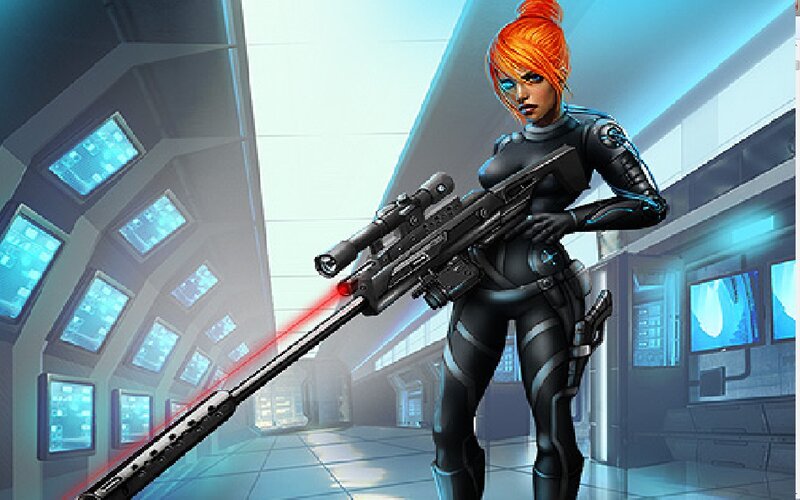 Woman with Sniper Rifle — Black