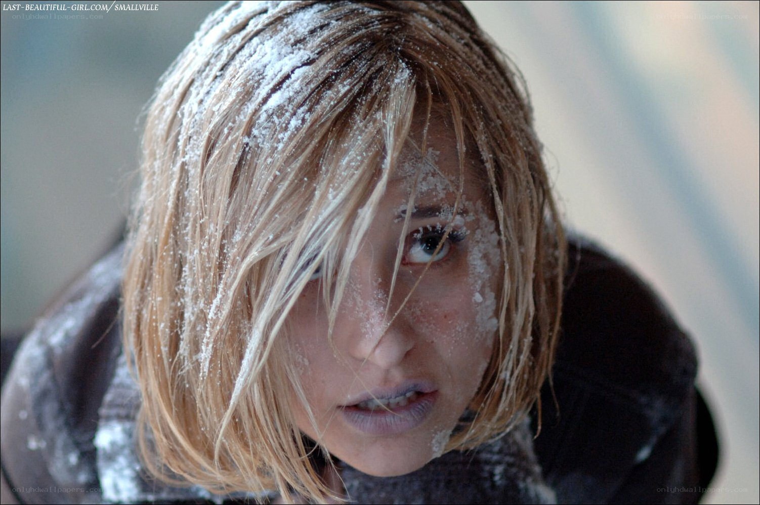 woman with snow on face