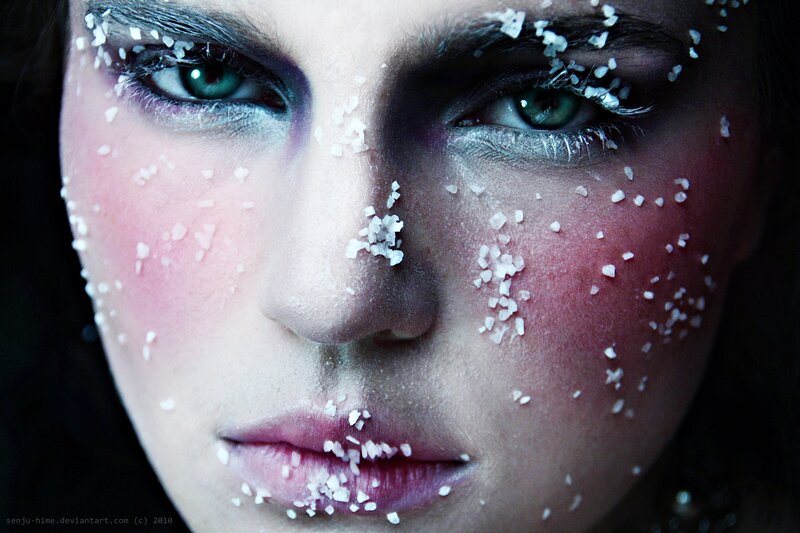 woman with snow on face