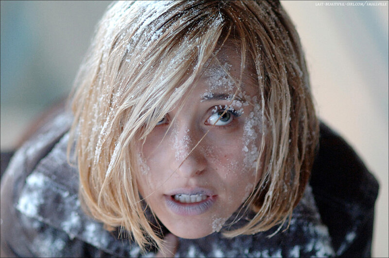 woman with snow on face