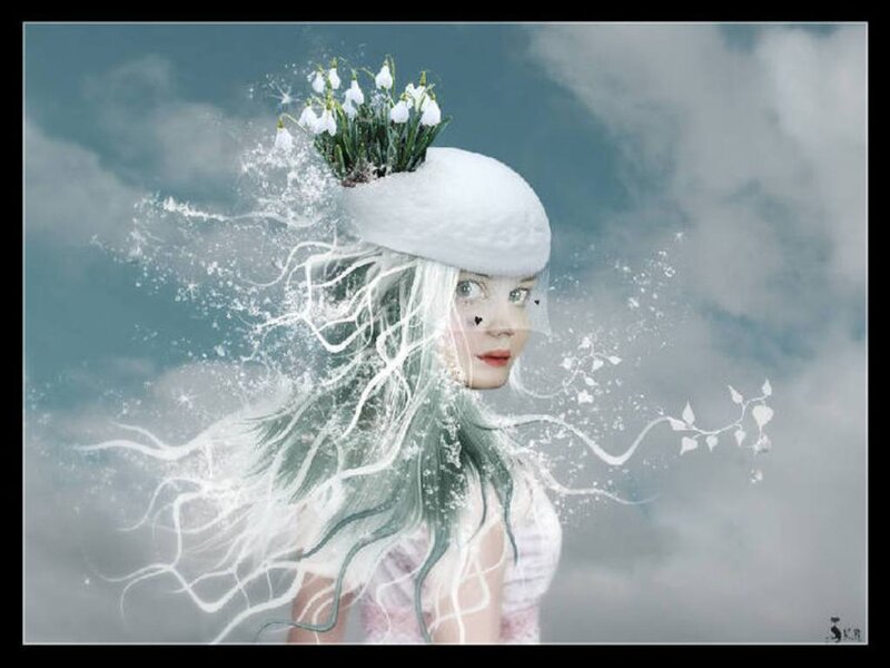 Woman with Snowdrops